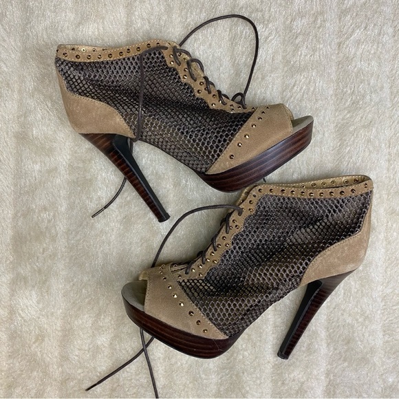 𝅺BAKERS Studded Fishnet Heels - Picture 6 of 7